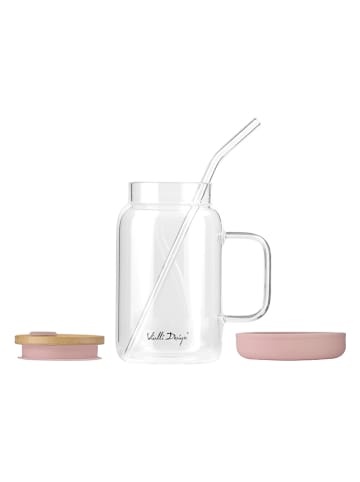 Vialli Design Glas met rietje lichtroze - 600 ml