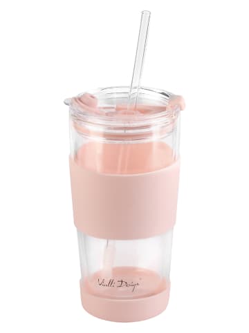Vialli Design Isoleerglas met rietje lichtroze - 600 ml