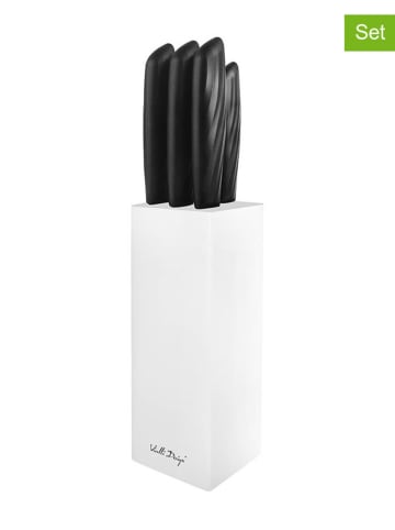 Vialli Design 6tlg. Edelstahl-Messer-Set in Weiß/ Schwarz