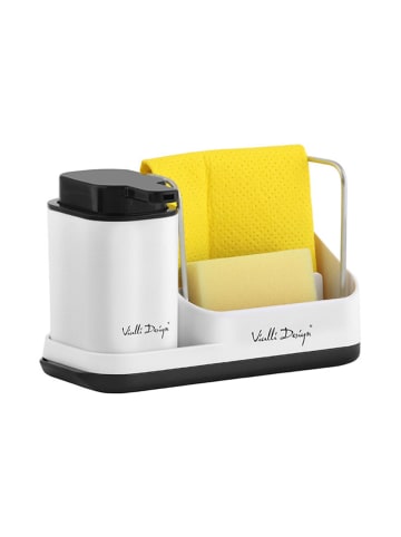 Vialli Design Organizer kuchenny w kolorze białym z dozownikiem - 21,5 x 16 x 9 cm