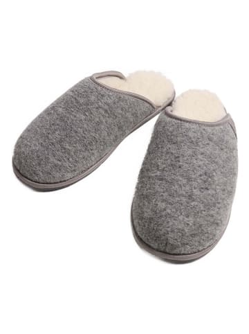 Kaiser Naturfellprodukte H&L Wełniane klapki "Cosy Filz" w kolorze szarym