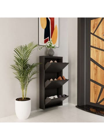 Evila Regał w kolorze antracytowym na buty - 50 x 103 x 15 cm