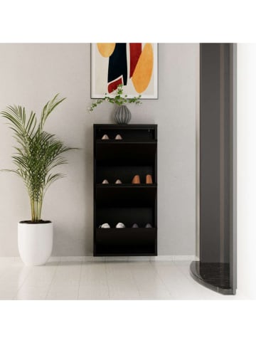 Evila Schoenenkast zwart - (B)50 x (H)103 x (D)15 cm