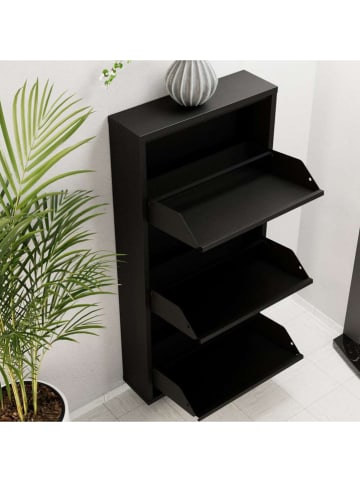 Evila Regał w kolorze czarnym na buty - 50 x 103 x 15 cm