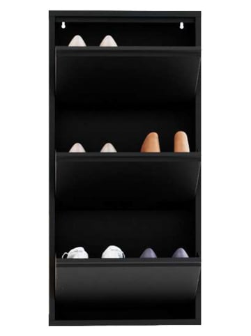 Evila Schoenenkast zwart - (B)50 x (H)103 x (D)15 cm