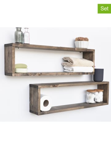 Scandinavia Concept Regały ścienne (2 szt.) "Aa007" w kolorze brązowym - 70 x 22 x 12 cm