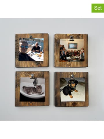 Evila 4er-Set: Memoboards "Aa066" in Natur - (B)15 x (H)15 cm