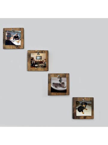 Evila 4er-Set: Memoboards "Aa066" in Natur - (B)15 x (H)15 cm