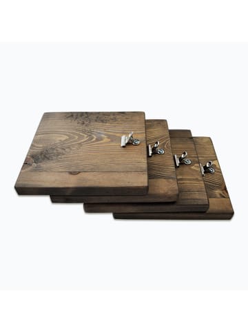 Evila 4-delige set: memoboards "Aa066" naturel - (B)15 x (H)15 cm