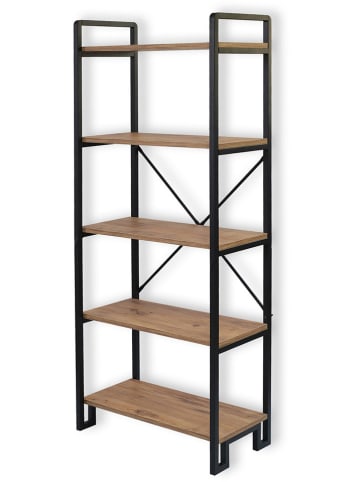 Evila Bücherregal "Abel" in Schwarz/ Hellbraun - (B)60 x (H)156 x (T)30 cm