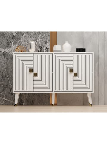 Evila Sideboard "Ahart" in Weiß - (B)120 x (H)80 x (T)30 cm