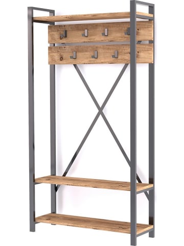 Evila Garderobe "Alfa" in Braun - (B)90 x (H)180 x (T)34 cm