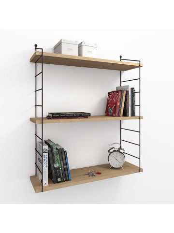 Evila Regał ścienny "Armoni" w kolorze czarno-jasnobrązowym - 72 x 85 x 20 cm