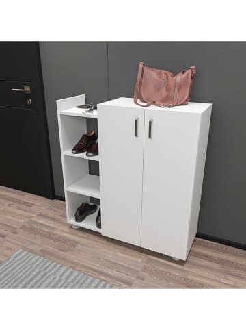 Evila Schuhregal "Asus" in Weiß - (B)90 x (H)95 x (T)29,6 cm