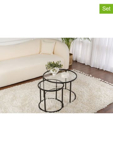Evila 2-delige set: salontafels "Aurum" transparant/zwart