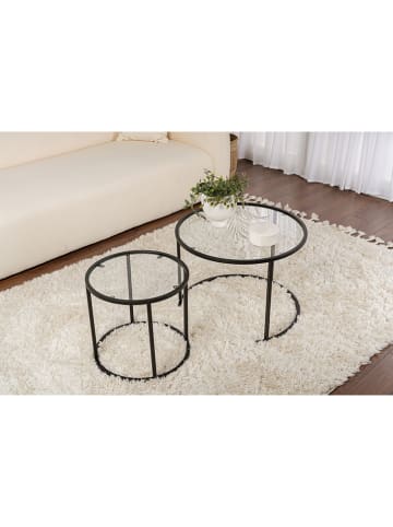 Evila 2-delige set: salontafels "Aurum" transparant/zwart