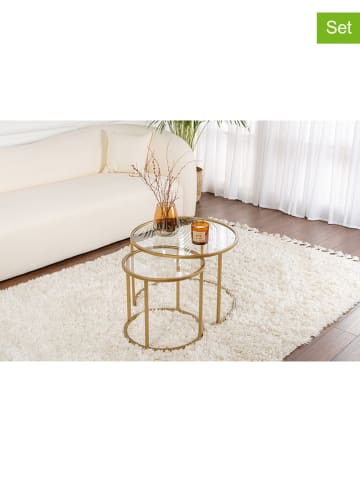 Evila 2-delige set: salontafels "Aurum" transparant/goudkleurig