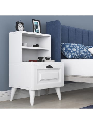 Evila Nachttisch in Weiß - (B)45 x (H)74,4 x (T)40 cm