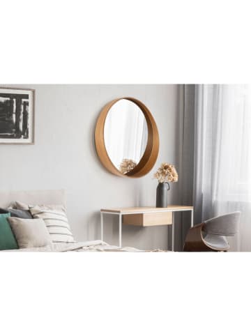 Evila Wandspiegel "Bias" in Beige - Ø 60 cm