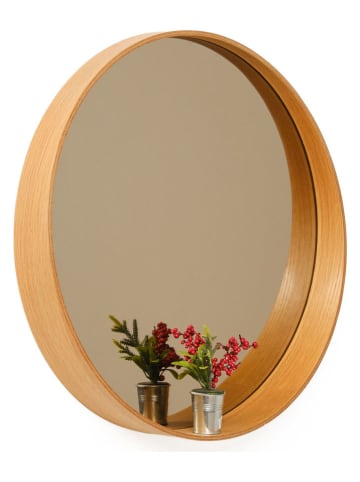 Evila Wandspiegel "Bias" beige - Ø 60 cm