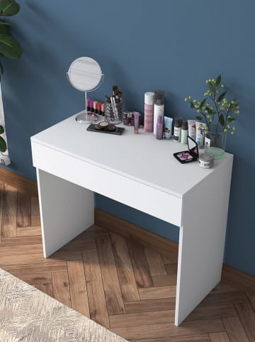 Evila Make-Up-Tisch in Weiß - (B)90 x (H)76,8 x (T)45 cm