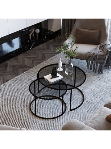 Evila 2-delige set: bijzettafels "Tokyo" zwart