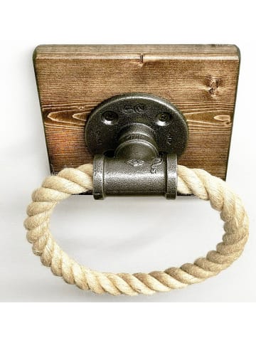 Evila Handdoekhouder "Boru" walnootkleurig - (B)20 x (H)20 x (D)10 cm