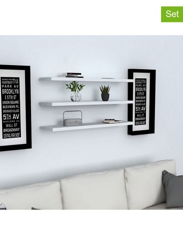 Evila Regały ścienne (3 szt.) "Boss v2" w kolorze białym - 60 x 1,8 x 14,5 cm