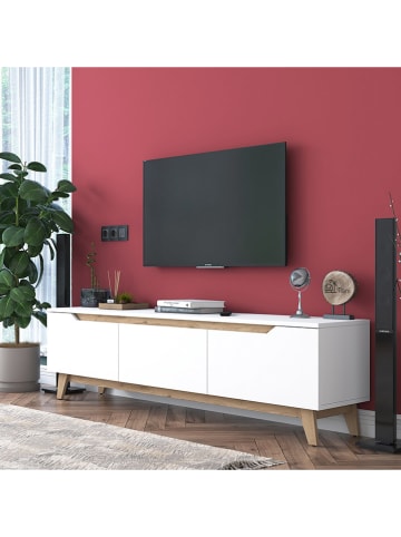 Evila Szafka RTV w kolorze białym - 180 x 48,6 x 35 cm