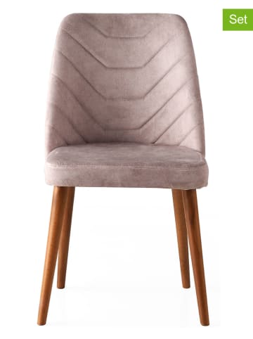 Evila 2-delige set: eetkamerstoelen beige - (B)50 x (H)90 x (D)49 cm