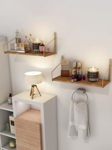 Evila Wandmeubel "Duvar" naturel/goudkleurig - (B)45 x (H)16 x (D)16 cm