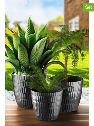 Evila 3-delige set: bloempotten antraciet