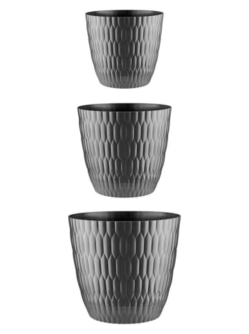 Evila 3er-Set: Blumentöpfe in Anthrazit