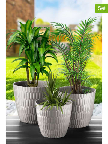 Evila 3-delige set: bloempotten lichtgrijs
