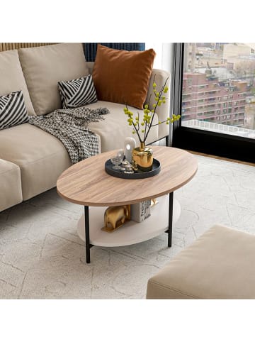 Evila Couchtisch "Elis" in Hellbraun - (H)36 x Ø 90 cm