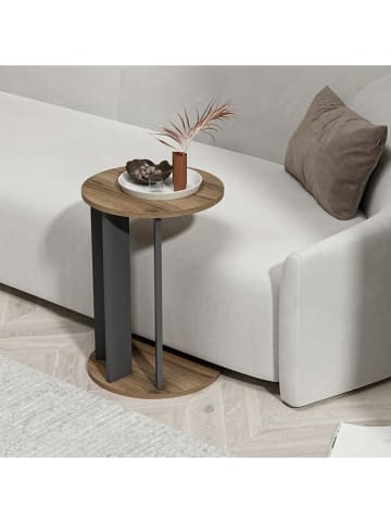 Evila Bijzettafel "Ema" walnootkleurig - (H)64 x Ø 34 cm