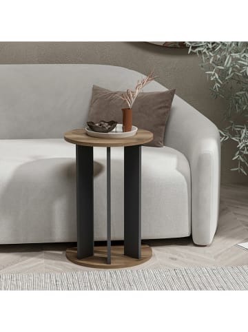 Evila Bijzettafel "Ema" walnootkleurig - (H)64 x Ø 34 cm