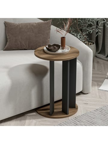 Evila Bijzettafel "Ema" walnootkleurig - (H)64 x Ø 34 cm