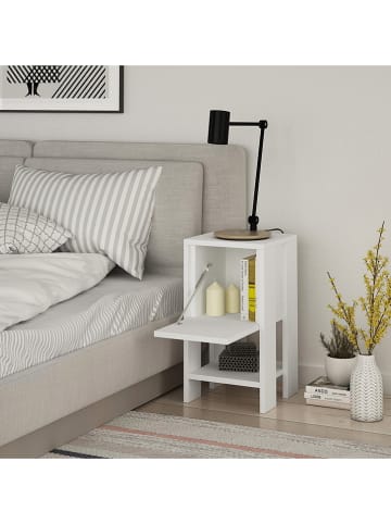 Evila Nachttisch "Ema" in Weiß - (B)30 x (H)55 x (T)30 cm