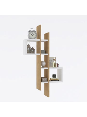 Evila Wandregal "Emse" in Braun/ Weiß - (B)53,8 x (H)108 x (T)19,6 cm