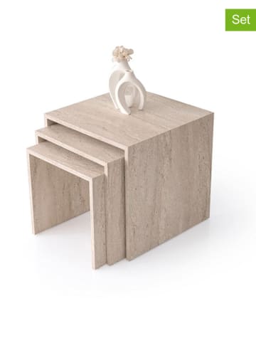 Evila 3tlg. Set: Couchtisch in Beige