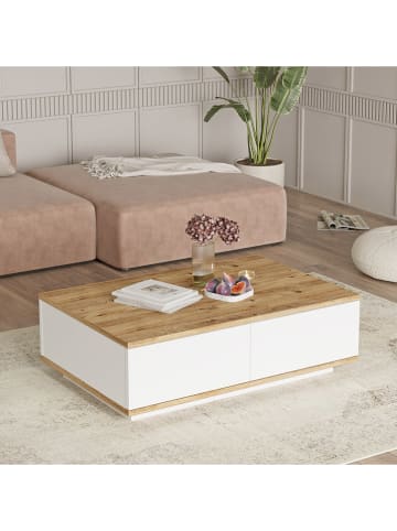 Evila Salontafel dennenkleurig/wit - (B)90 x (H)28,5 x (D)60 cm