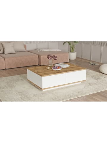 Evila Salontafel dennenkleurig/wit - (B)90 x (H)28,5 x (D)60 cm