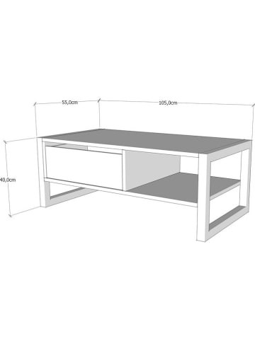 Evila Couchtisch "Haldizen" in Braun/ Schwarz - (B)105 x (H)40 x (T)55 cm
