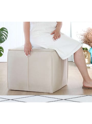 Evila Puf w kolorze beżowym - 52 x 44 x 52 cm