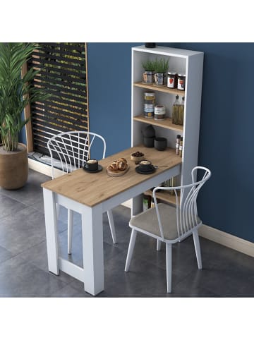 Evila Stół w kolorze jasnobrązowo-białym - 120 x 153 x 50 cm