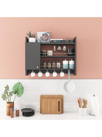 Evila Küchenregal "Knerr" in Anthrazit - (B)85 x (H)65 x (T)15 cm