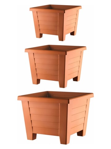 Evila 3-delige set: bloempotten lichtbruin