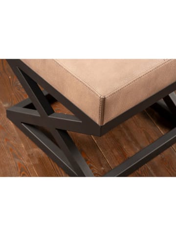 Evila Pouf "Krupa" in Beige - (B)46 x (H)44 x (T)46 cm