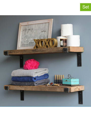 Scandinavia Concept 2-delige set: wandmeubels "LAM004" walnootkleurig/zwart - (H)16 cm